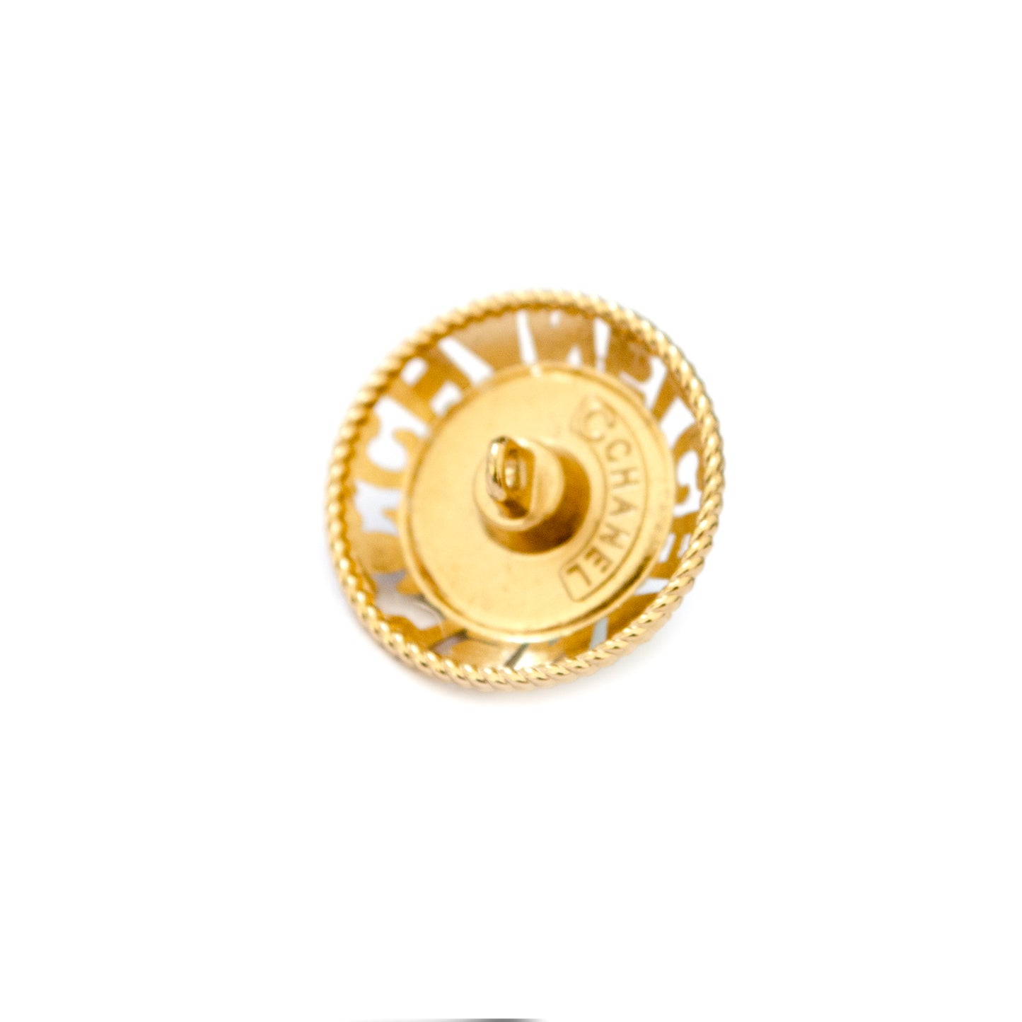 Initials CC Gold Colour Metal Button (with Lilac Pearl