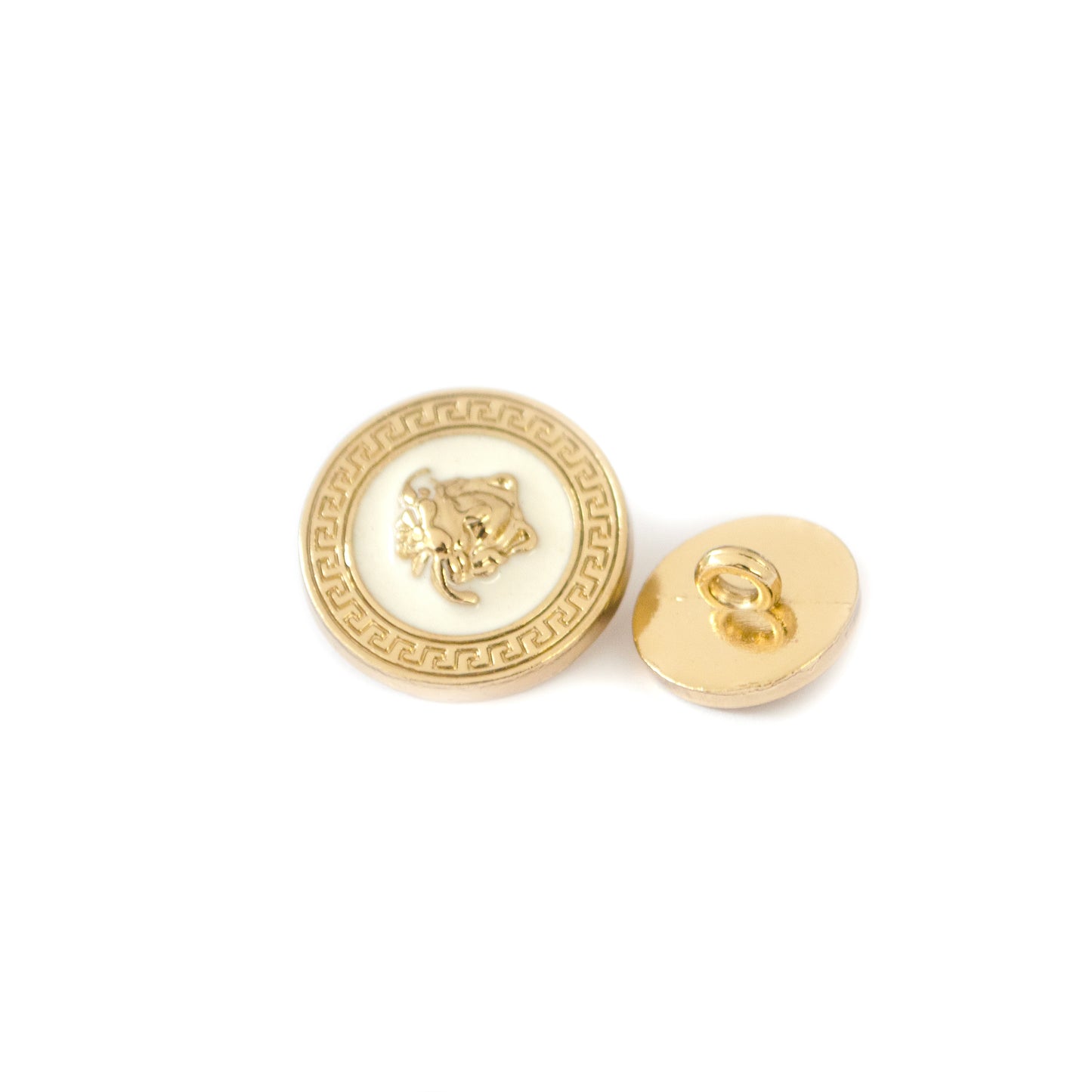 Medusa White Gold Colour Metal Button . 2 Sizes
