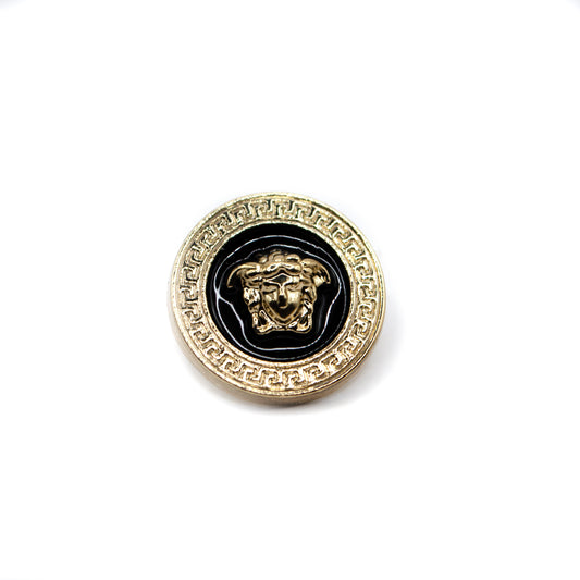Medusa Black Gold Colour Metal Button . 2 Sizes