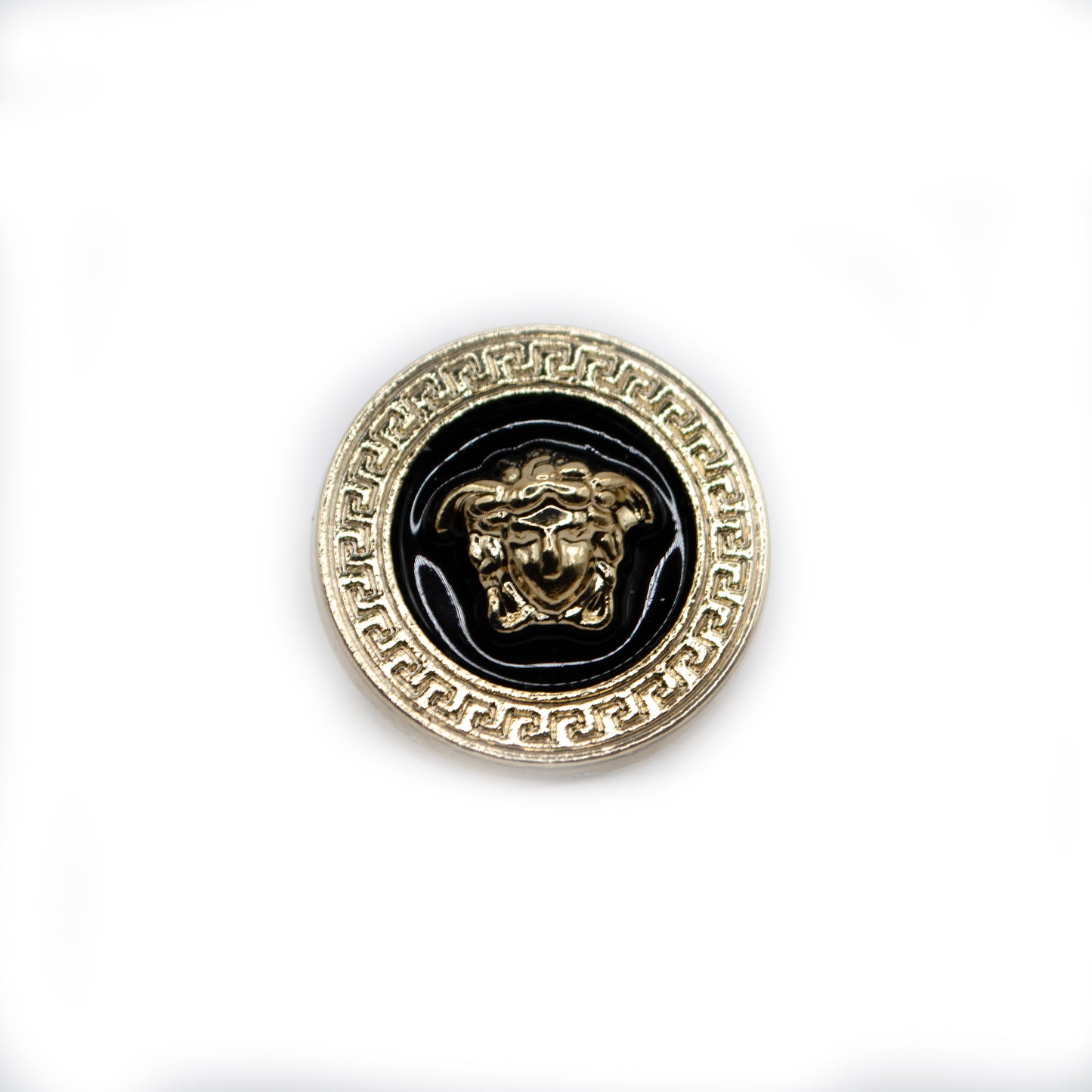 Medusa Black Gold Colour Metal Button . 2 Sizes