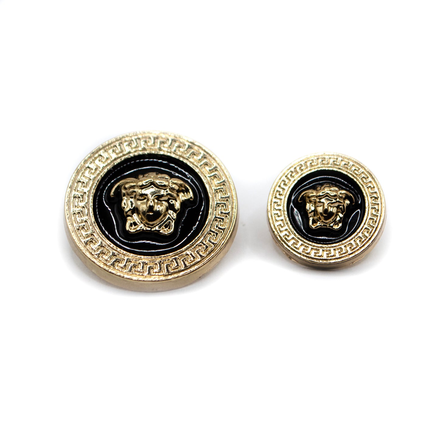 Medusa Black Gold Colour Metal Button . 2 Sizes