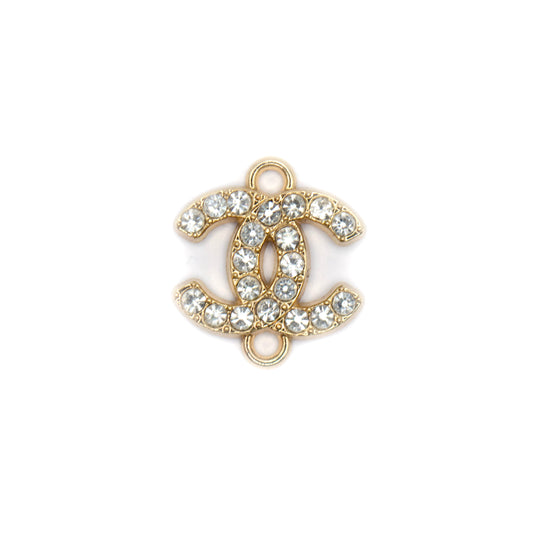 CC Initials  Metal Connector with Crystals 18 mm