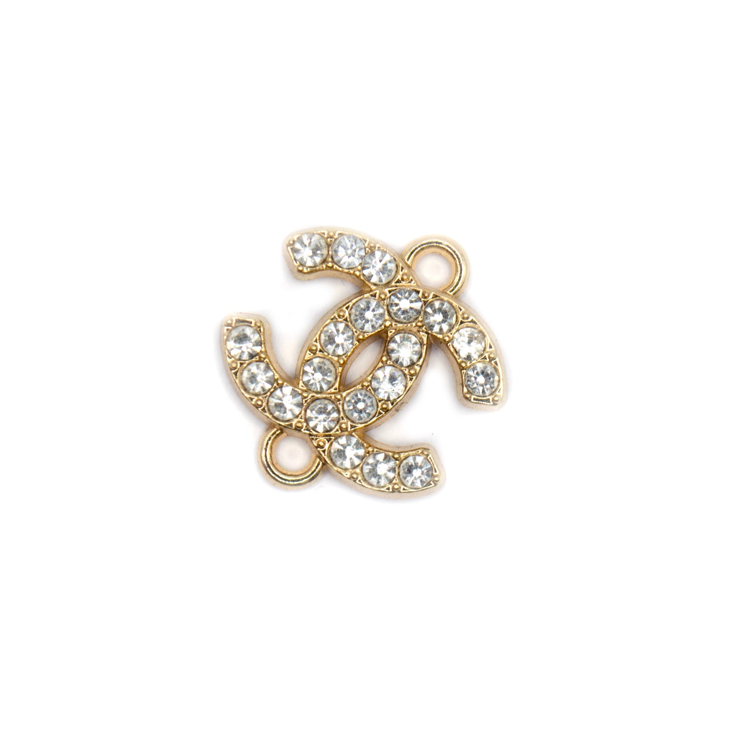CC Initials  Metal Connector with Crystals 18 mm