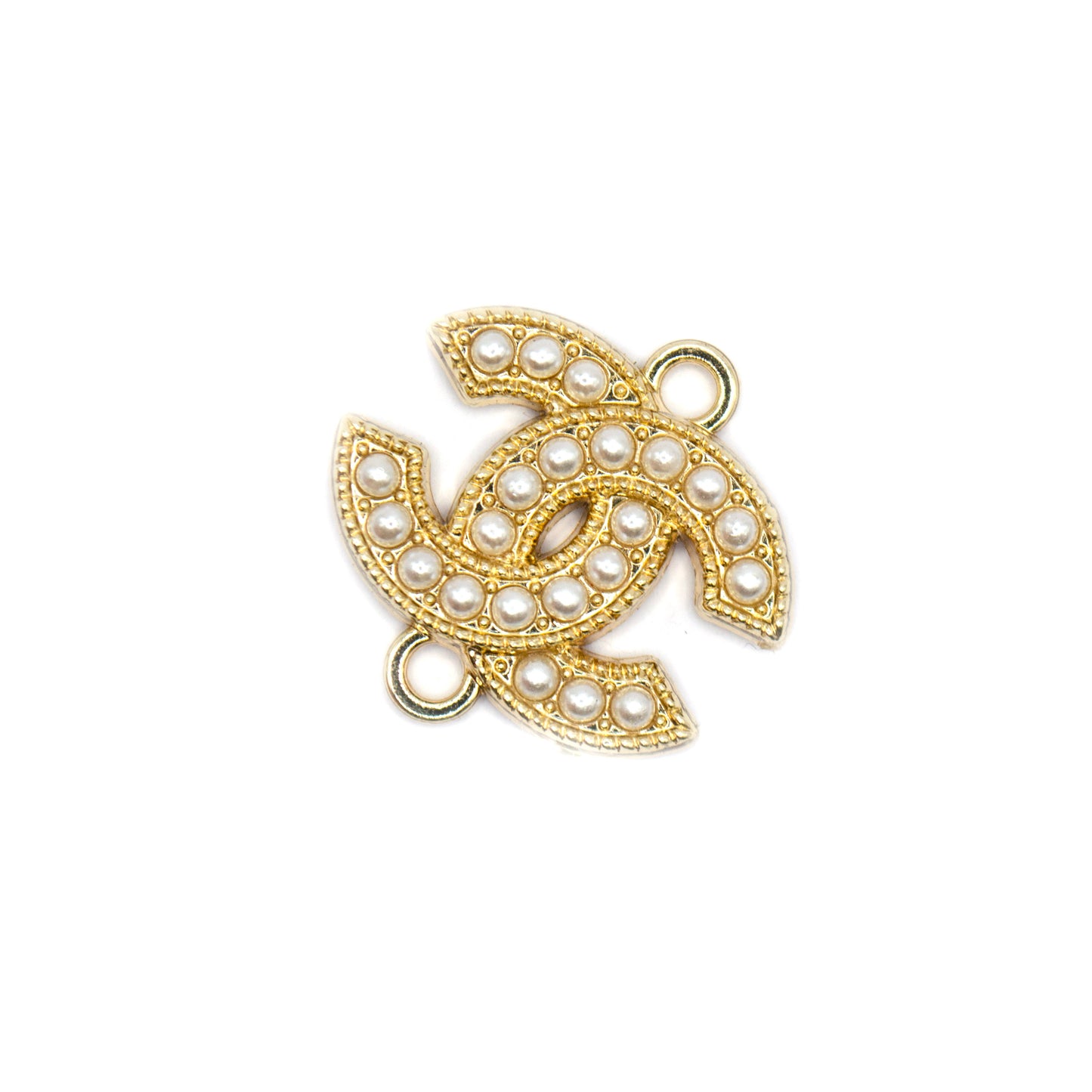 CC Initials  Metal Connector with Pearls  22 mm