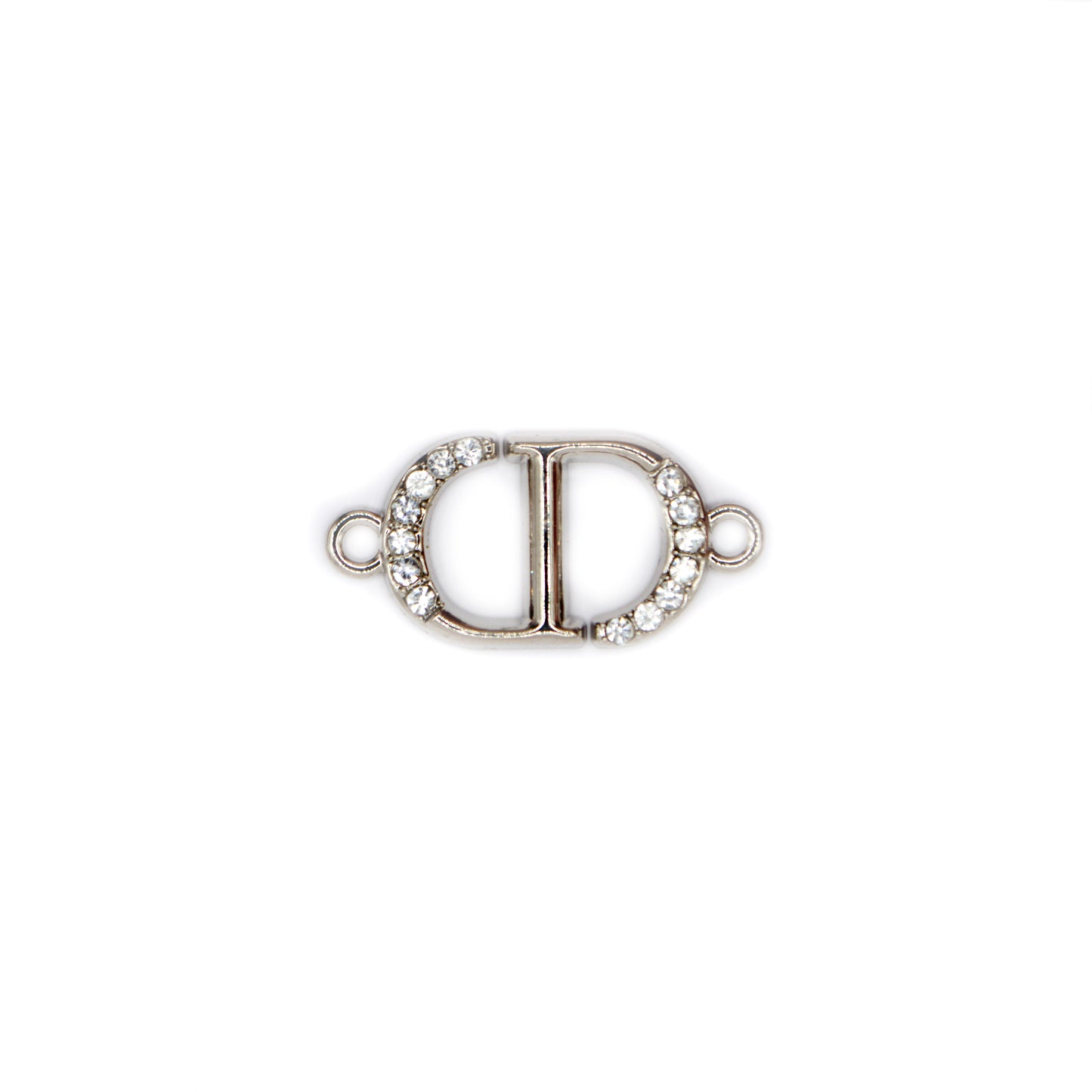 CD Initials  Metal Connector with Rhinestones