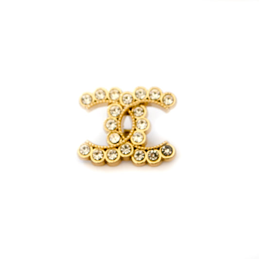 Designer CC Initials Button with Rhinestones