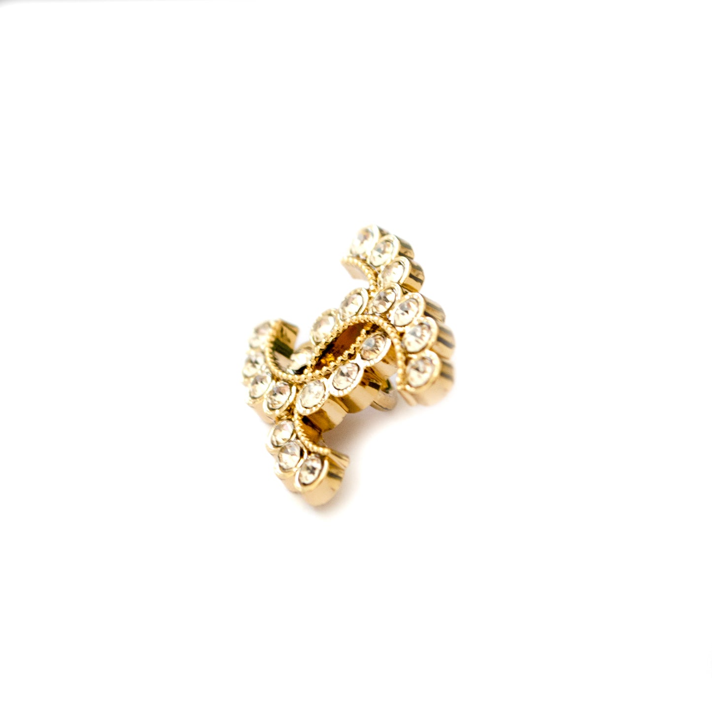 Designer CC Initials Button with Rhinestones