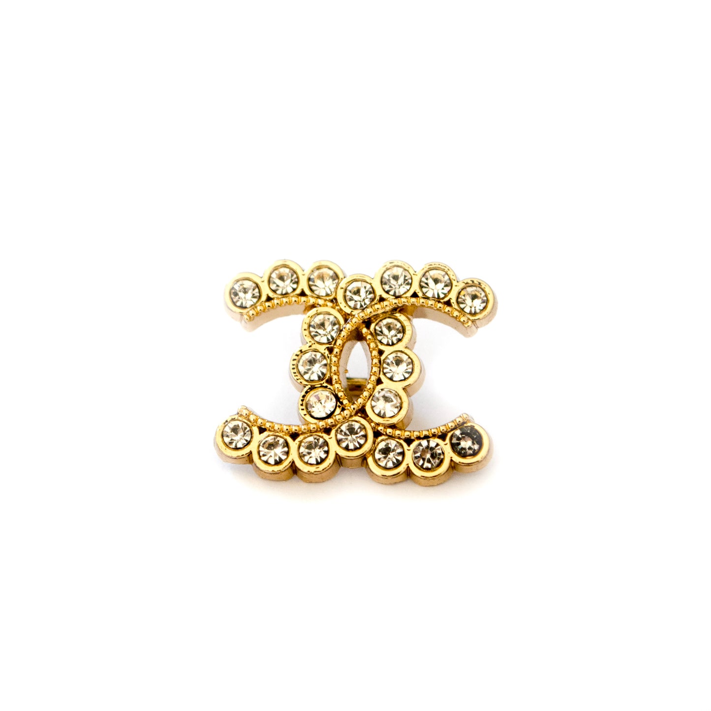 Designer CC Initials Button with Rhinestones