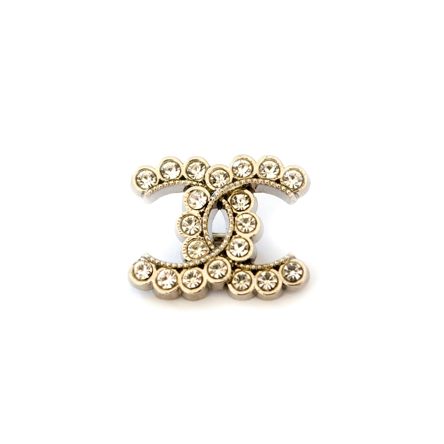 Designer CC Initials Button with Rhinestones