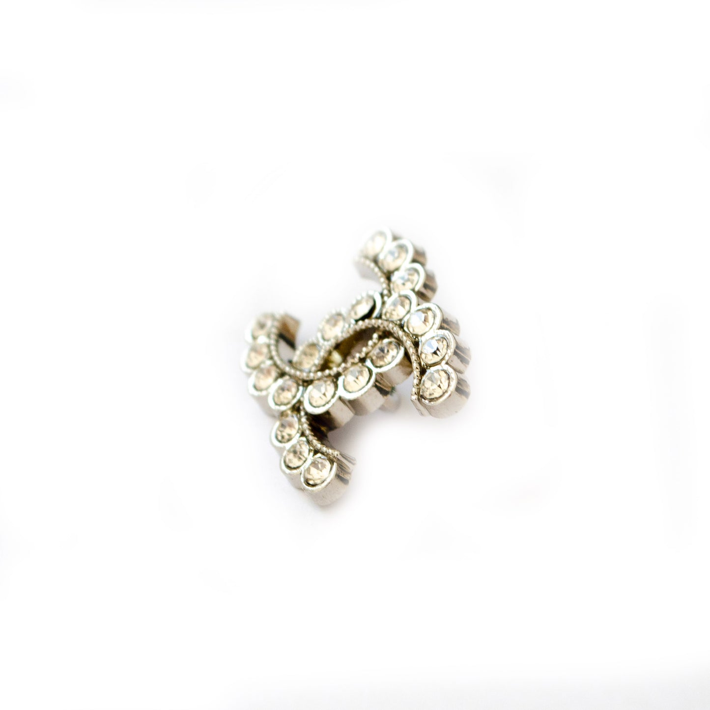 Designer CC Initials Button with Rhinestones