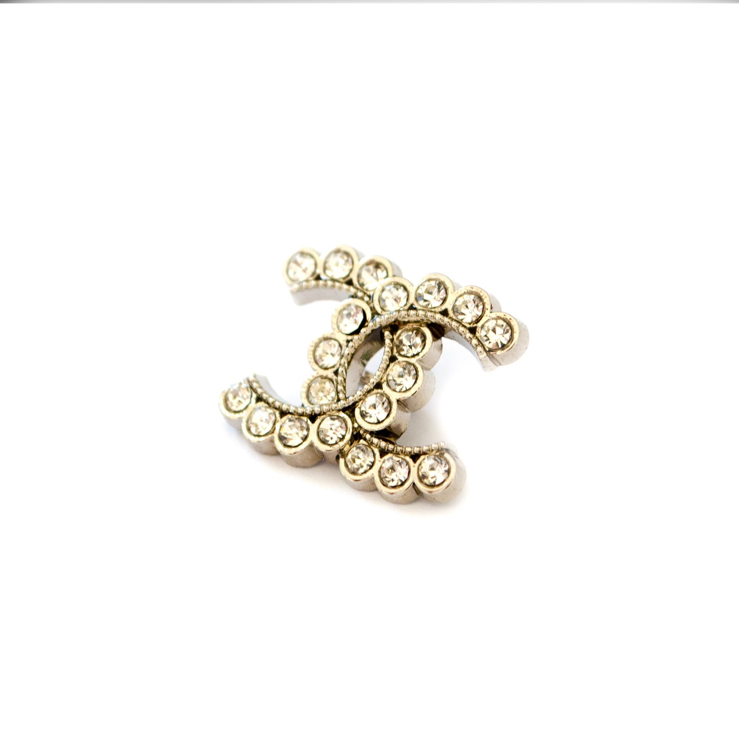 Designer CC Initials Button with Rhinestones
