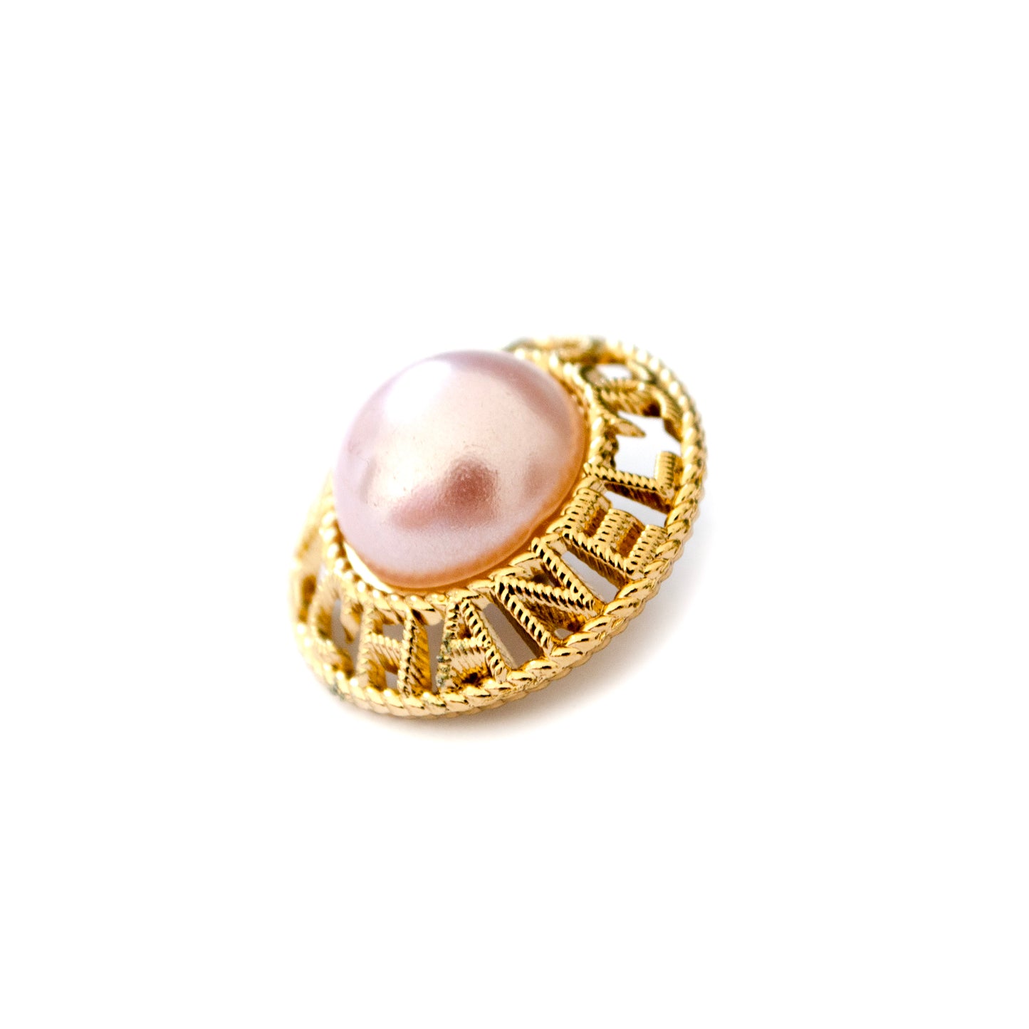 Initials CC  Gold Colour Metal Button (with Lilac Pearl