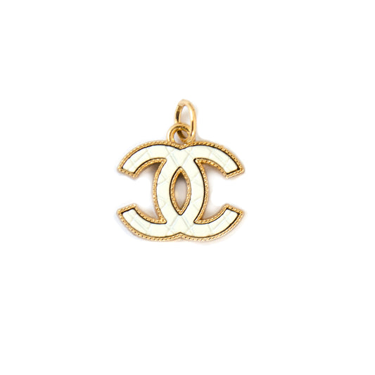 Designer Initials White Quilted  Pendant