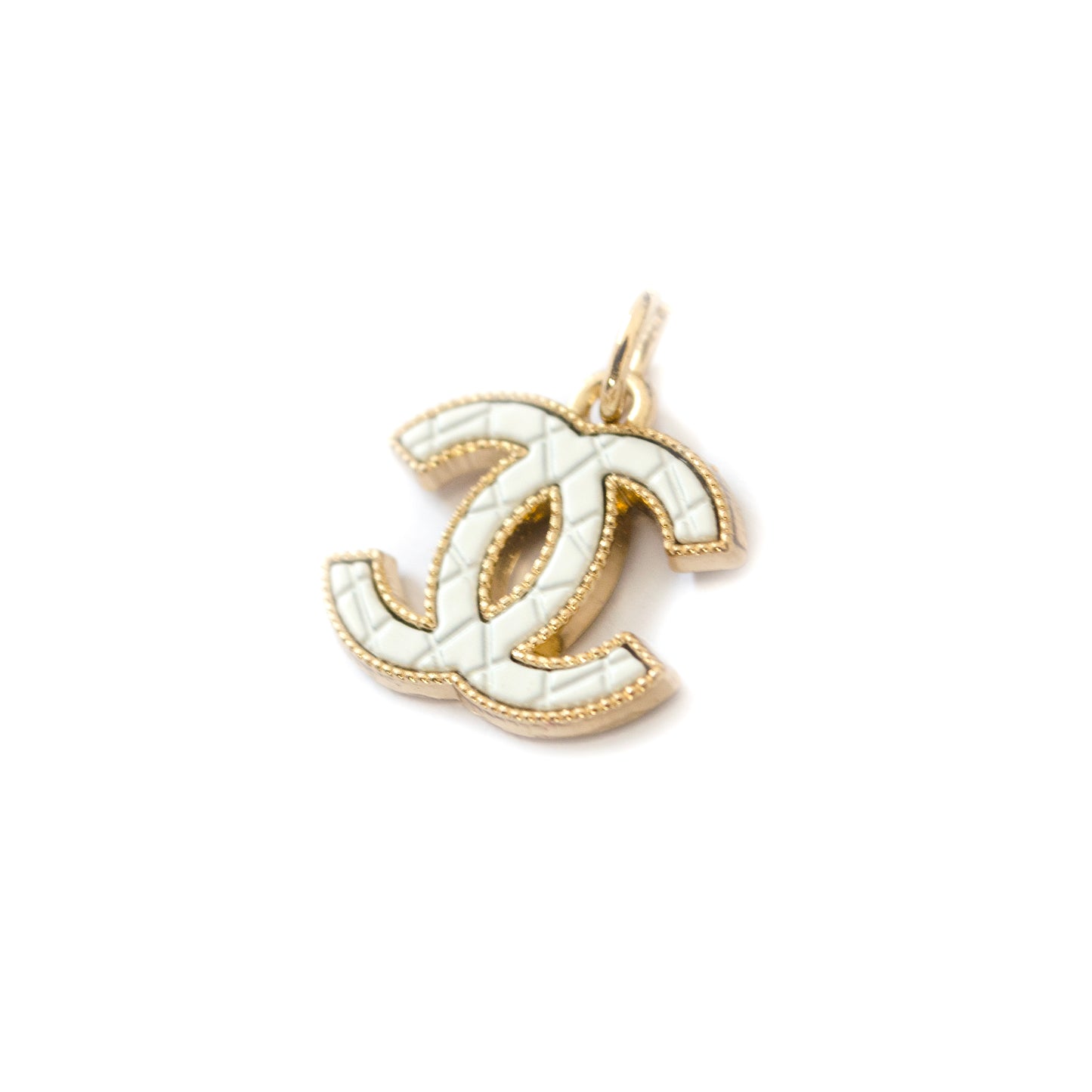 Designer Initials White Quilted  Pendant