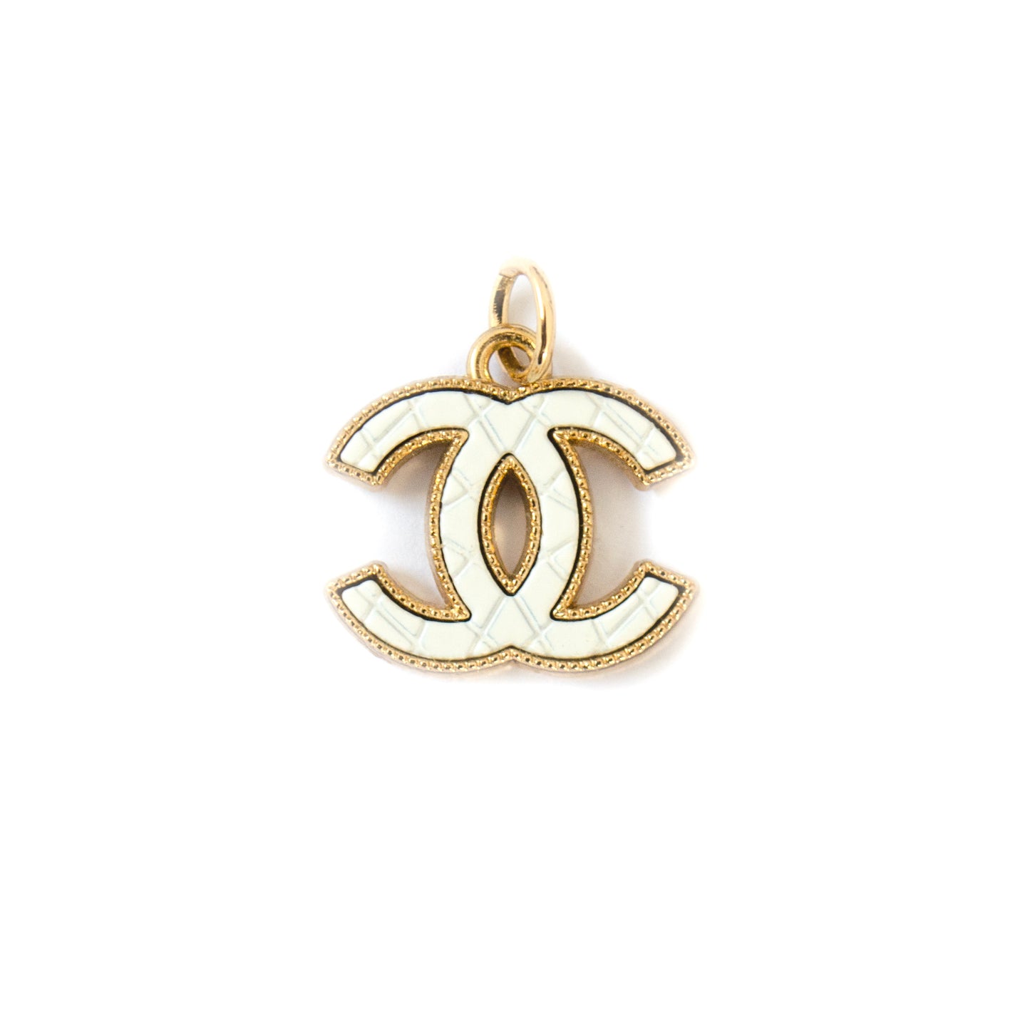 Designer Initials White Quilted  Pendant