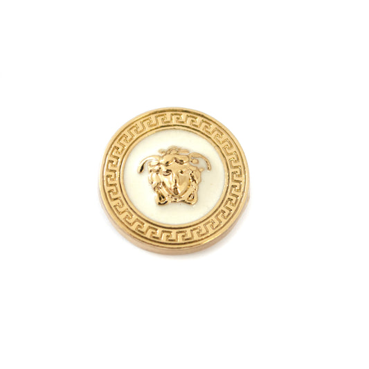 Medusa White Gold Colour Metal Button . 2 Sizes