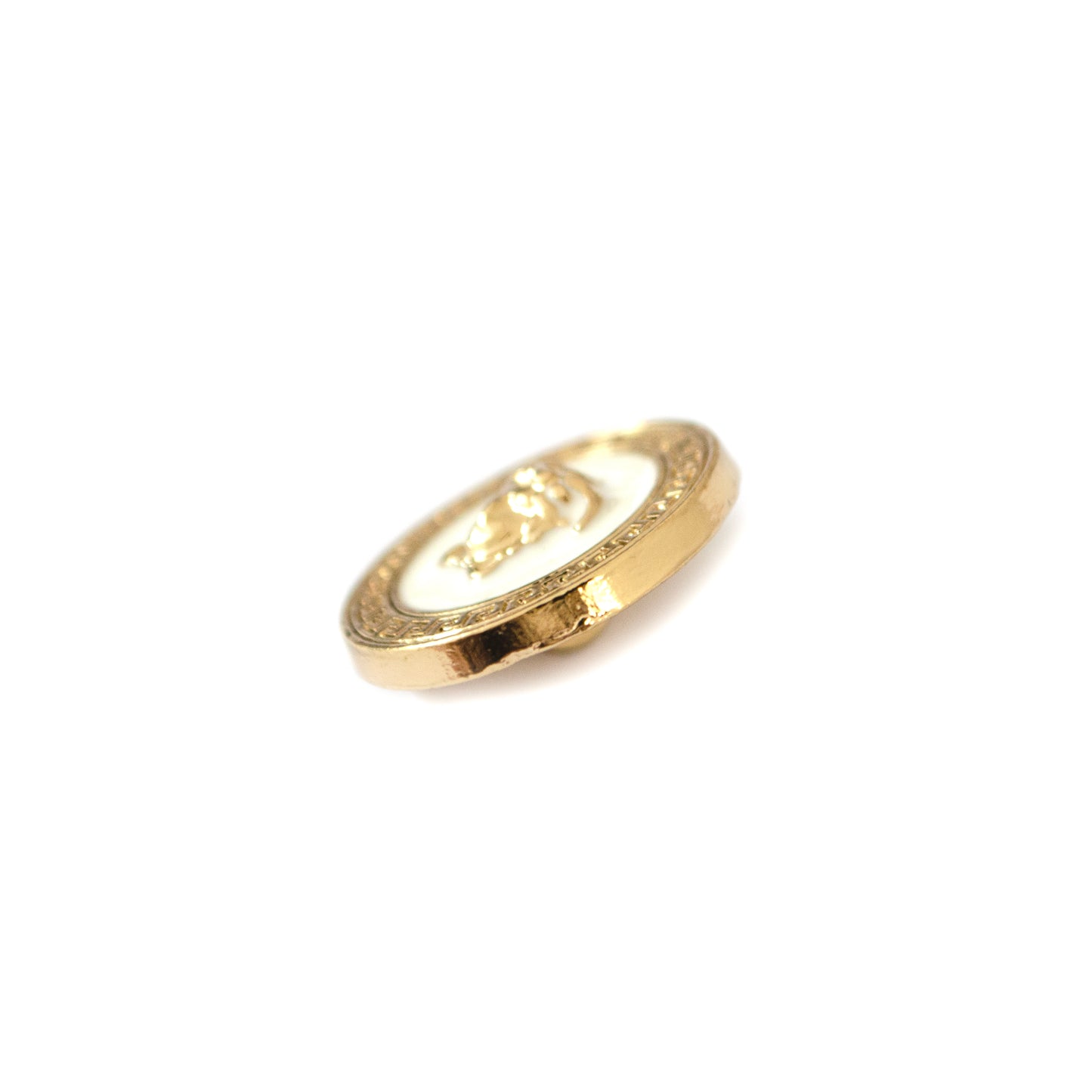 Medusa White Gold Colour Metal Button . 2 Sizes