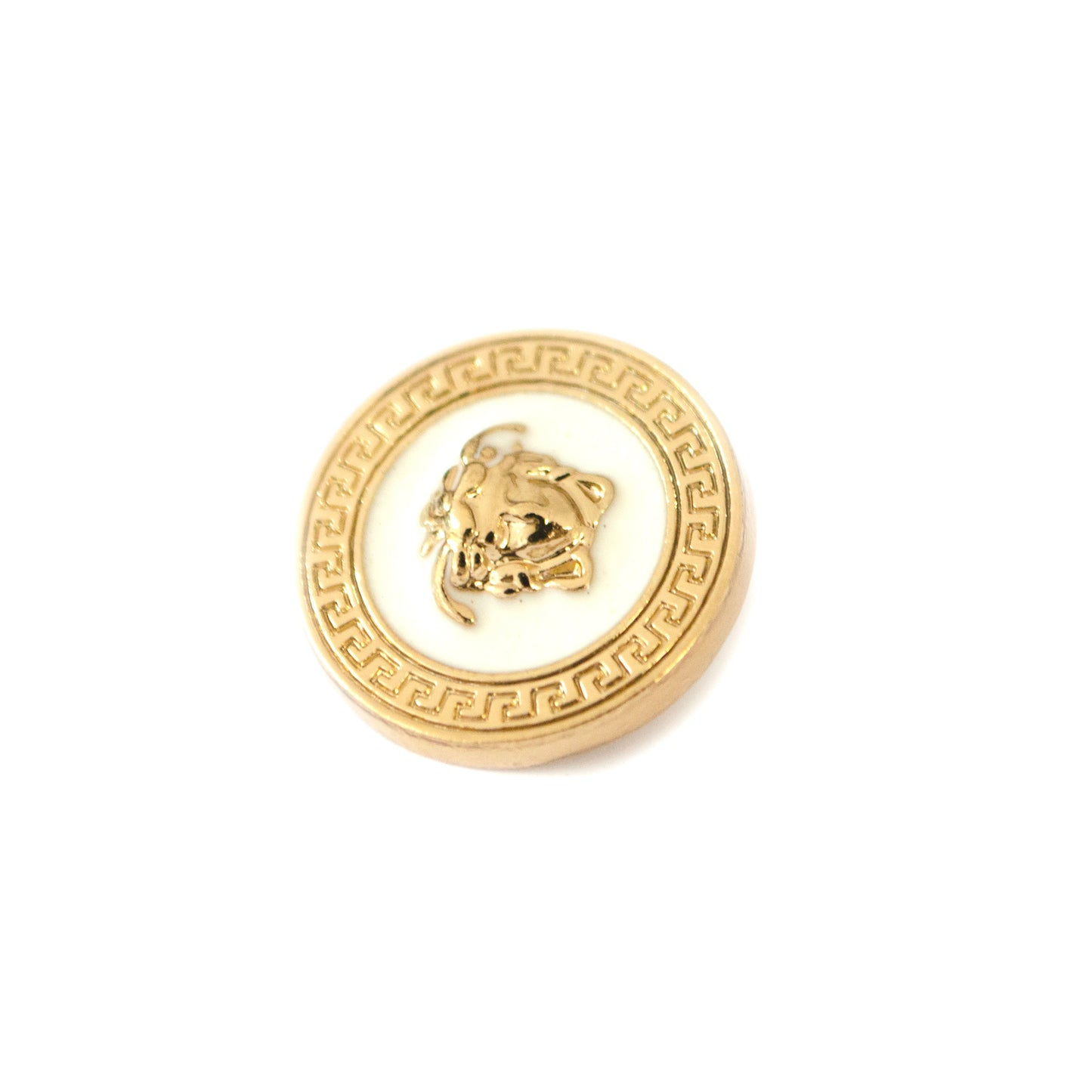Medusa White Gold Colour Metal Button . 2 Sizes